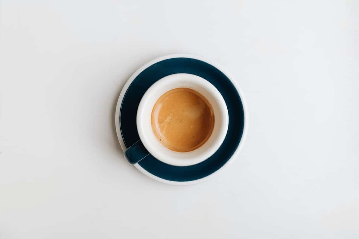 Espresso cup isolated photographed from above